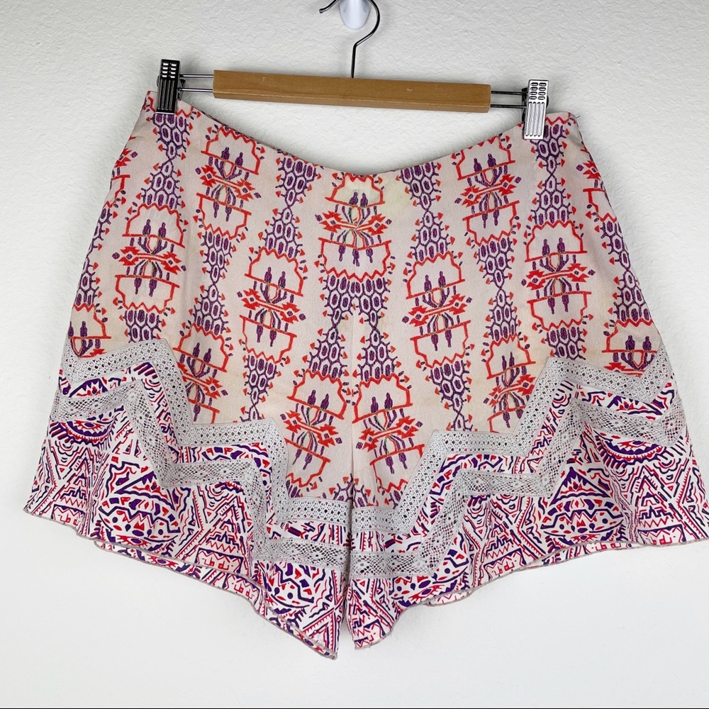 💘 ETRO silk geometric print high rise shorts